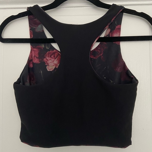 Red/Pink Roses and Black Reversible Racerback Workout Highneck Tank Size Small - Picture 4 of 4